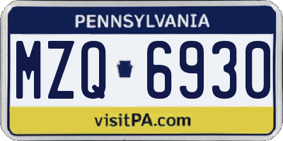 PA license plate MZQ6930
