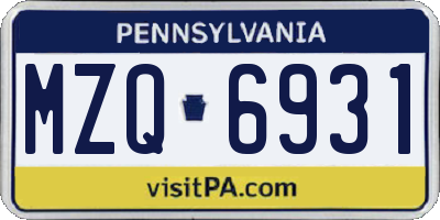 PA license plate MZQ6931
