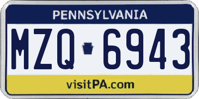 PA license plate MZQ6943