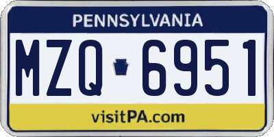PA license plate MZQ6951