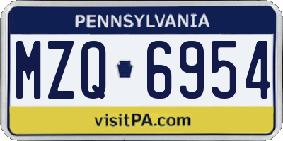 PA license plate MZQ6954