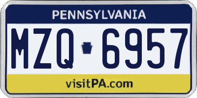 PA license plate MZQ6957