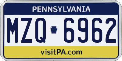 PA license plate MZQ6962