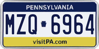 PA license plate MZQ6964