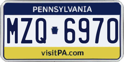 PA license plate MZQ6970