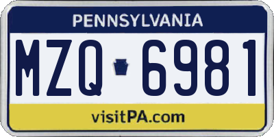 PA license plate MZQ6981