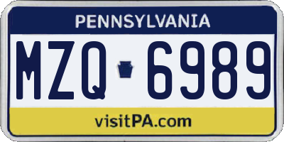 PA license plate MZQ6989