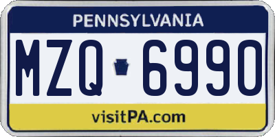 PA license plate MZQ6990