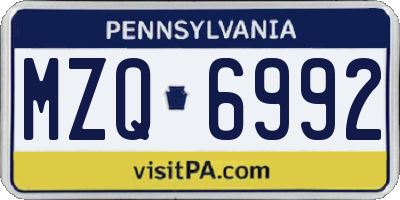PA license plate MZQ6992