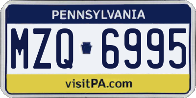 PA license plate MZQ6995