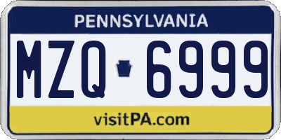 PA license plate MZQ6999