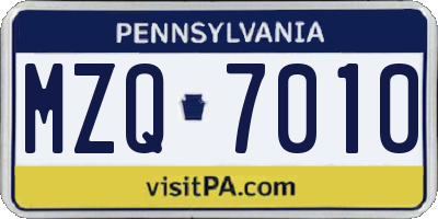 PA license plate MZQ7010