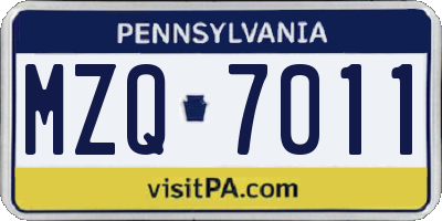 PA license plate MZQ7011