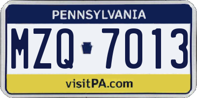 PA license plate MZQ7013