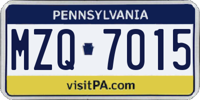 PA license plate MZQ7015