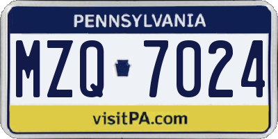 PA license plate MZQ7024