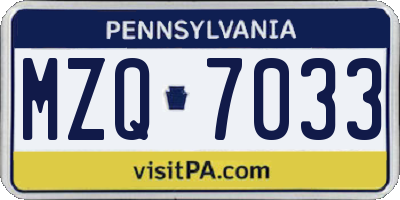 PA license plate MZQ7033
