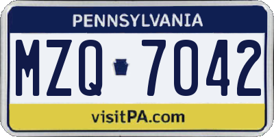 PA license plate MZQ7042