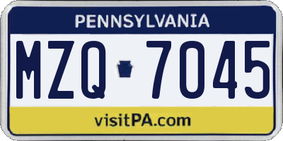 PA license plate MZQ7045