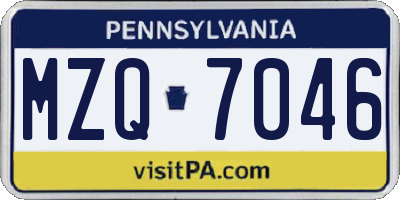 PA license plate MZQ7046