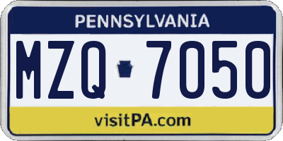 PA license plate MZQ7050