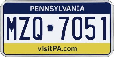 PA license plate MZQ7051