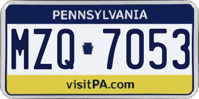 PA license plate MZQ7053