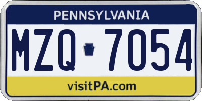 PA license plate MZQ7054