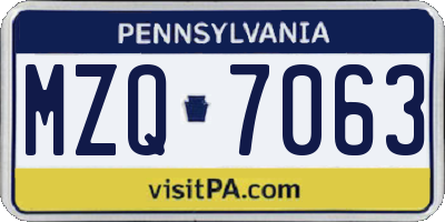 PA license plate MZQ7063