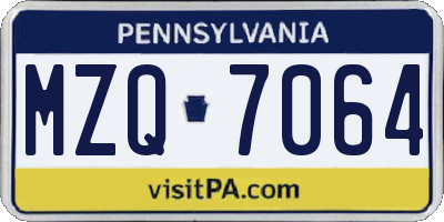 PA license plate MZQ7064