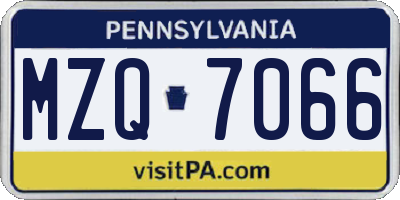 PA license plate MZQ7066