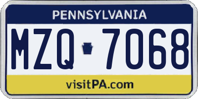 PA license plate MZQ7068