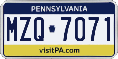 PA license plate MZQ7071