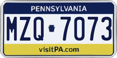 PA license plate MZQ7073