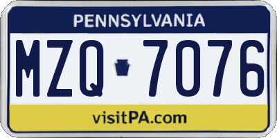 PA license plate MZQ7076