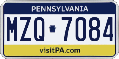 PA license plate MZQ7084