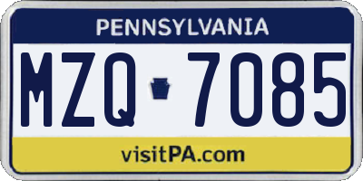 PA license plate MZQ7085