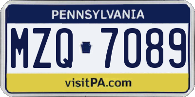 PA license plate MZQ7089