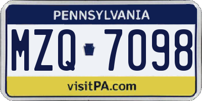 PA license plate MZQ7098