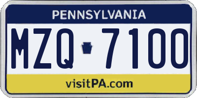 PA license plate MZQ7100