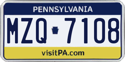 PA license plate MZQ7108