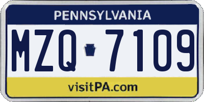 PA license plate MZQ7109