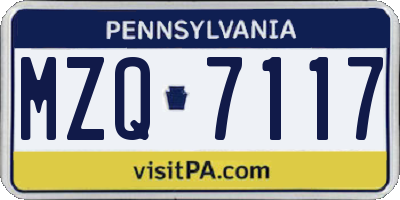 PA license plate MZQ7117