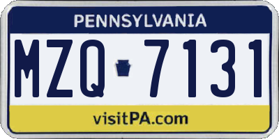 PA license plate MZQ7131