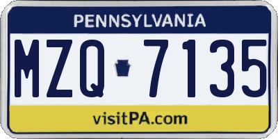 PA license plate MZQ7135