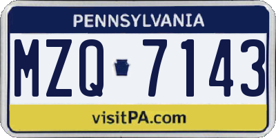 PA license plate MZQ7143