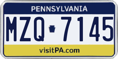 PA license plate MZQ7145