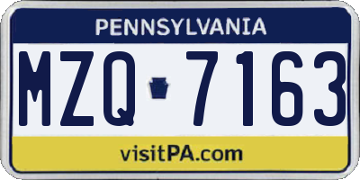 PA license plate MZQ7163