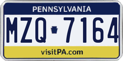 PA license plate MZQ7164