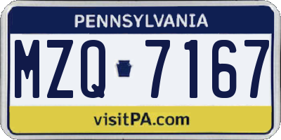 PA license plate MZQ7167